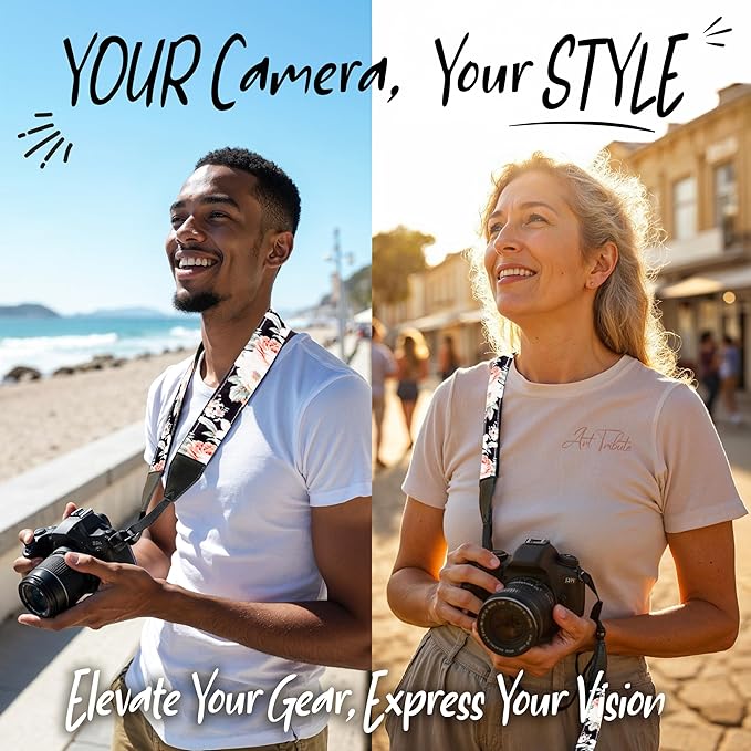 Art Tribute Camera Strap for All DSLR and Mirrorless Cameras. Add Your Name Or Initials Make It a Personalized Gift