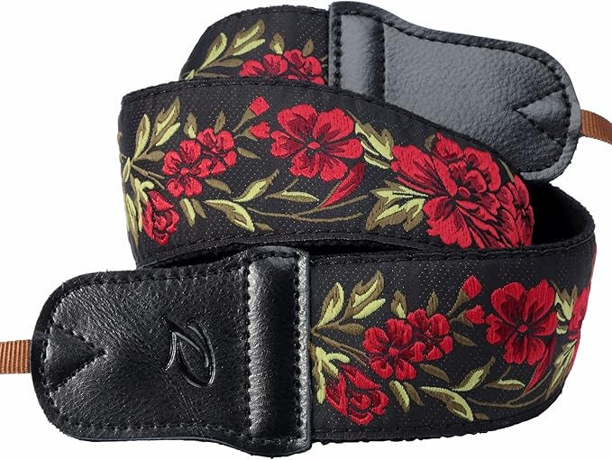 Padwa Lifestyle Rose Flower Camera Strap - 2" Wide Double Layer Cowhide Head,Pure Cotton Embroidery Camera Shoulder Straps,Adjustable Camera Neck Strap for All DSLR Cameras, Gifts for Photographers