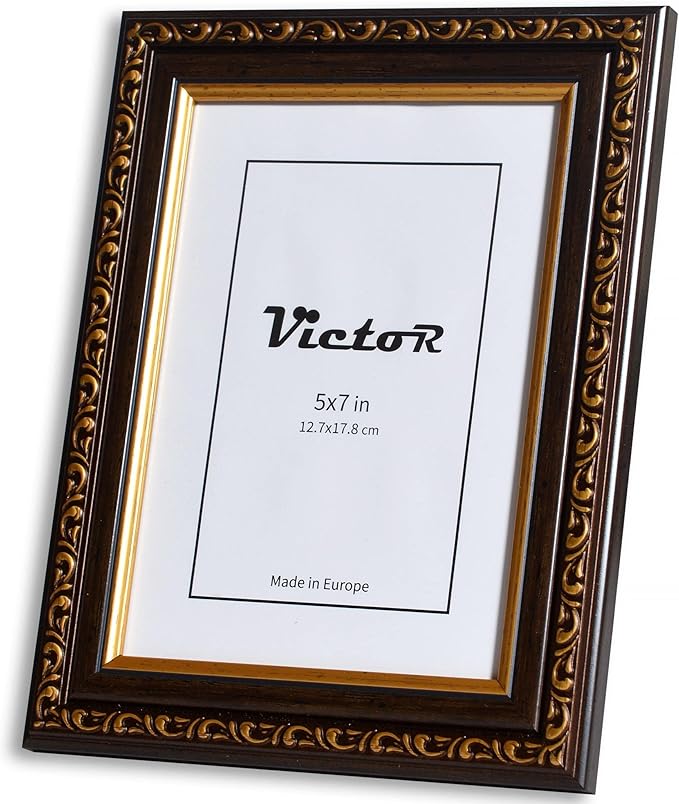 VictoR Picture Frame Chagall 5x7 Black Gold - Vintage Picture Frames with Shutterproof Acrylic Glass - 5 x 7 Photo Frame - Black Picture Frames - Antique