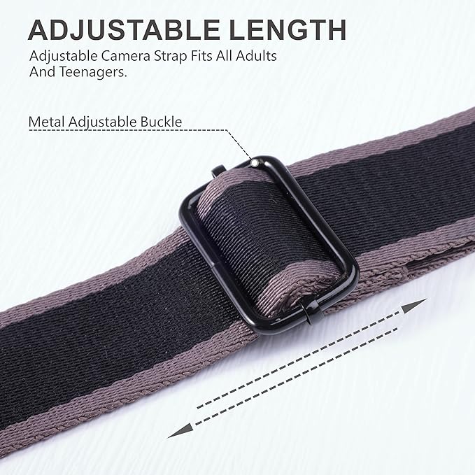 Padwa Lifestyle Adjustable Camera Strap - 1.5" Full Grain Leather Ends Camera Straps for Photographers, Adjustable Neck Shoulder & Crossbody Cotton Strap Quick Release for Cameras and Binoculars
