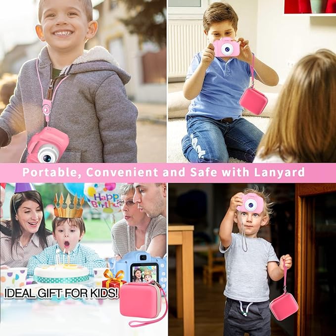 ANKHOH Camera Case for Seckton/for Desuccus/for PROGRACE/for GKTZ/for Dylanto/for Rindol/for One'sMore/for HANGRUI Kids Digital Camera, Kid Camcorder Storage Box for Cable Accessory-Bag Only, Pink