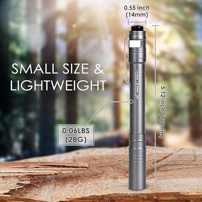 FASTPRO 6-Pack Pen Light, Aluminum LED Penlights with Batteries Included, Pocket Pen Flashlight with Clip for Inspections, Repairs, Camping and Emergencies, Grey