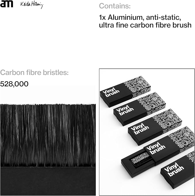 am Vinyl Record Cleaner Brush – Ultra-Fine Carbon Fiber Anti-Static Brush for Vinyl Records – Must-Have Record Player Accessory for Removing Dust, Reducing Friction & Preserving LP Sound, Keith Haring