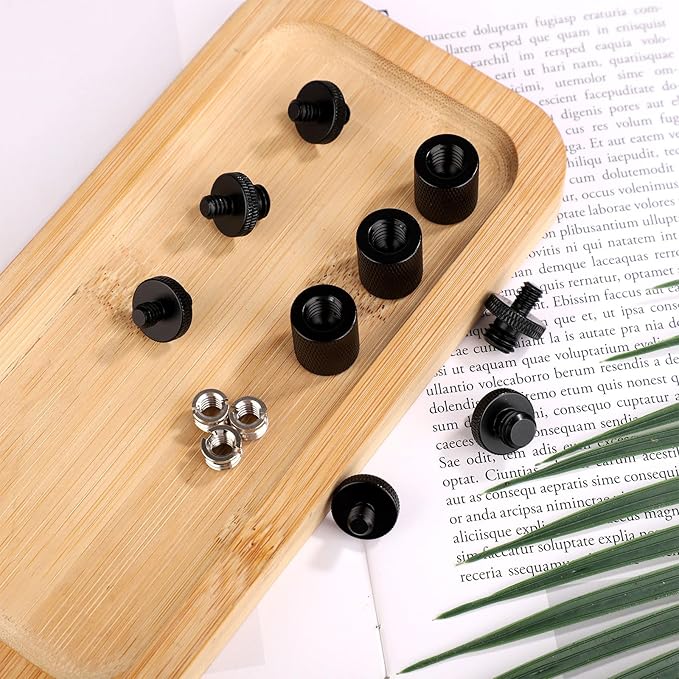 12pcs Mic Stand Adapter, Mic Thread Adapters 1/4 Female to 3/8 Male & 1/4 Male to 1/4 Male & 1/4 Male to 3/8 Male & 1/4 Female to 3/8 Female Screw Adapter for Microphone Boom Arm Camera Tripod