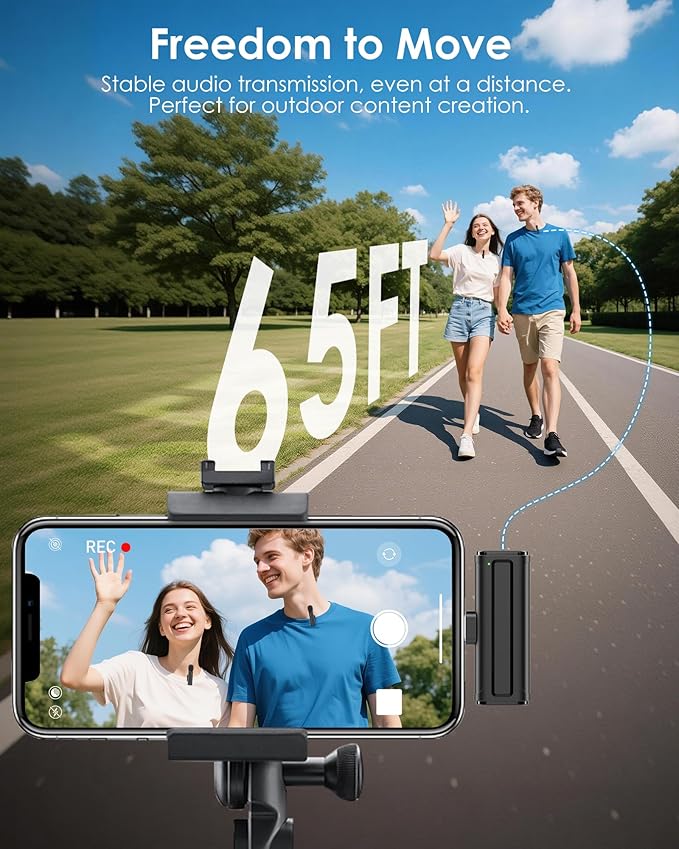 Wireless Mini Microphone for iPhone, iPad, Android Phone, 2 Pack Lavalier Mic with 360° Rotatable Clip, Plug and Play Noise Reduction USB-C Lapel Mic for Video Recording YouTube Content Creators