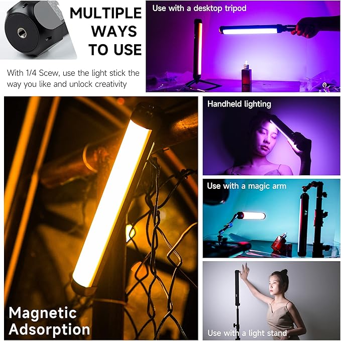 Weeylite K21 RGB LED Stick Light, Magnetic App Control LED Video Light Wand w CRI 95+ 2500mAh Rechargeable 2500-8500K Full Color Portable Handheld Photography Light for Portrait Video Recording TikTok