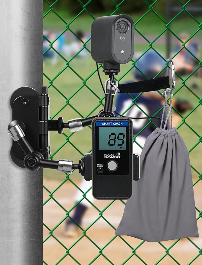Selens Magnetic Fence Mount Live Streaming Kit for Mevo Start,Gopro, iPhone and Pocket Radar,Two 1/4'' Mount Points Camera Magnet Holder for Gamechanger at Baseballl,Softball Field
