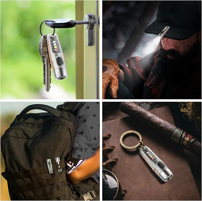 S12Plus Keychain Flashlight，610 High Lumen EDC Pocket Flashlight,USB C Rechargeable Mini LED Flashlight,Small Flashlight,for Camping, Outdoor,Emergency(Fluorescent White)