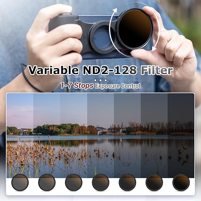 JJC 67mm iPhone Variable ND2-128 Filter with Magnetic Phone Camera Grip Kit, Compatible with iPhone Air 17 16 15 14 Pro Series, with Remote Control & 1/4" Tripod Screw for Vlogging Mobile Filmmaking
