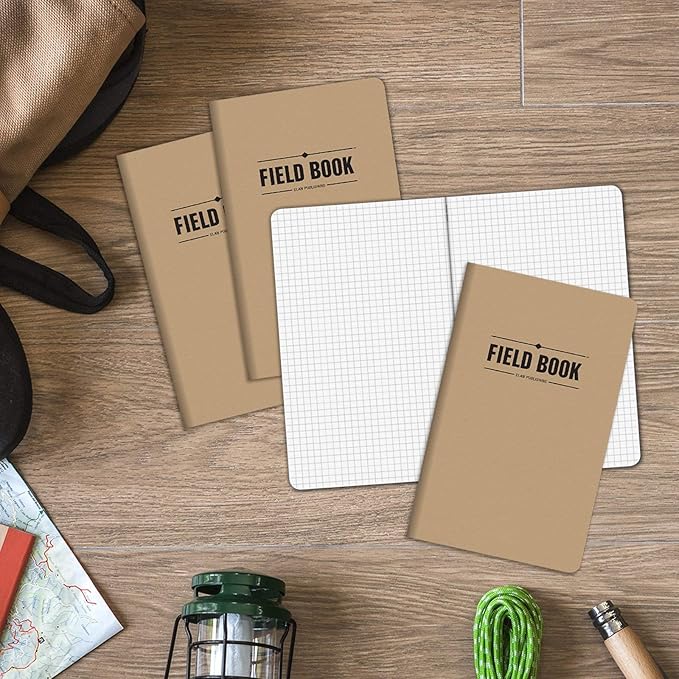 Elan Publishing Company Field Notebook/Journal - 5"x8" - Kraft - Graph Memo Book - Pack of 4