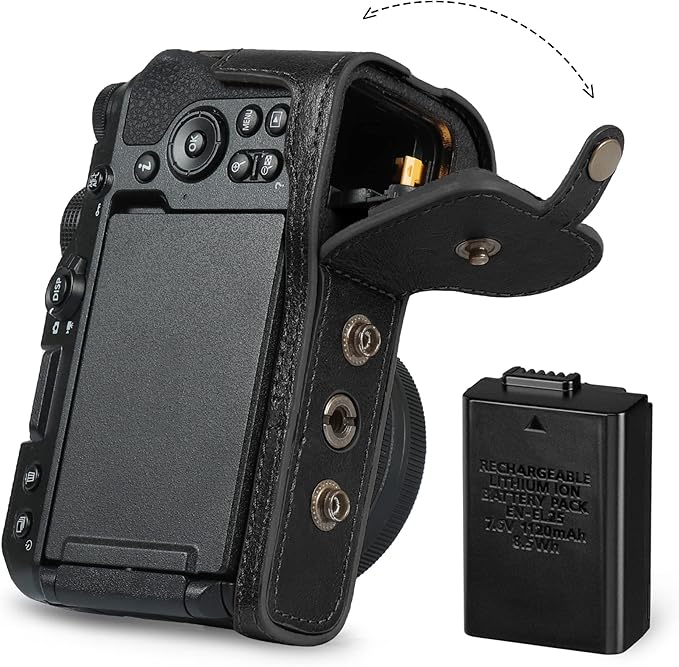 MegaGear Ever Ready Genuine Leather Camera Case Compatible with Nikon Z30 (16-50mm)(Black)