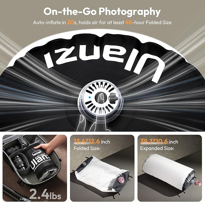 Ulanzi AL120 120W Bi Color Inflatable Tube LED Video Light with Remote, 2700K-6500K CRI96, 10 Effects, Portable Soft Box Light for Photography/Video/Live Stream/YouTube