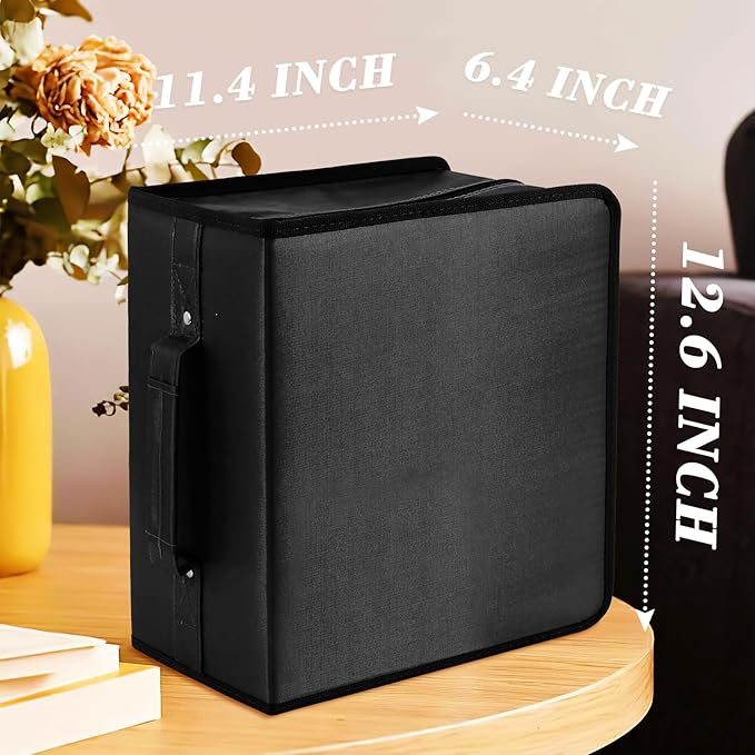 DVD Case CD Storage,384 Capacity CD Cases Holder DVD Storage Case Holders CD DVD Disc Case Storage Wallet Binder for Car Home Office Travel (Black)