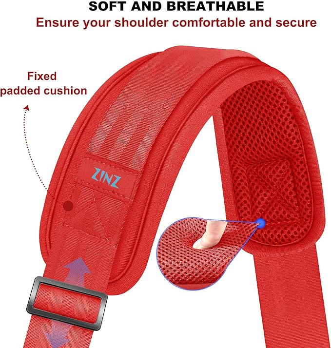 ZINZ 60" Universal Bag Strap with Ultra-thick Fixed Breathable Pad, Adjustable Heavy-duty Shoulder Strap for Laptop, Crossbody, Luggage, Gym, Camera Bag and More - R01E01