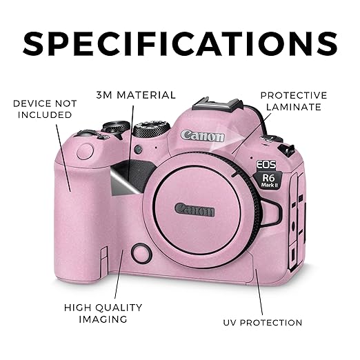Glossy Glitter Camera Skin Compatible with Canon EOS R6 Mark II Camera (2022) - Solid Pink - Premium 3M Vinyl Protective Wrap Decal Cover - Easy to Apply | Crafted in The USA by MightySkins