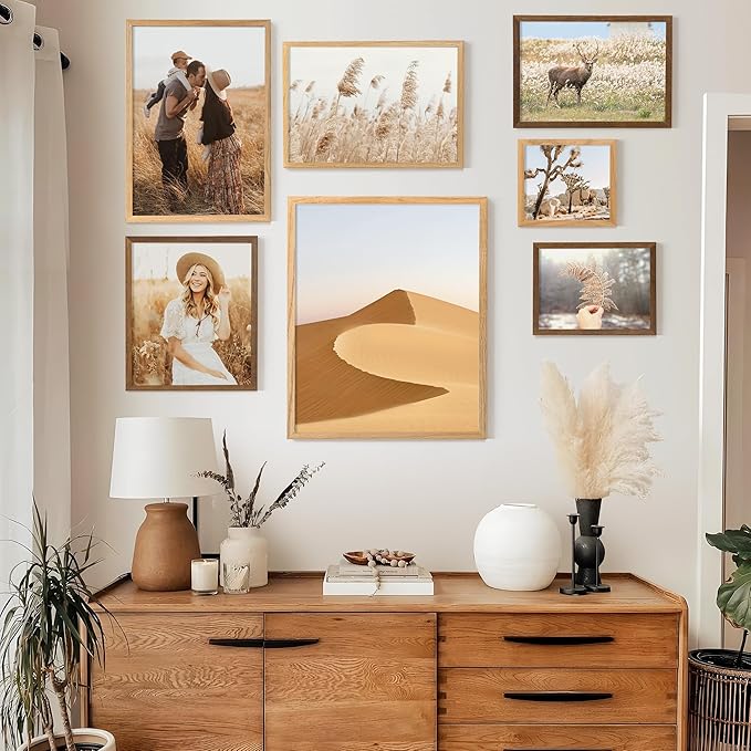 Vivelove 4x5 Picture Frame, High-End Natural Oak 4 x 5 Wooden Frame with Tempered Glass, 4x5 Wood Photo Frame for Wall or Tabletop, Wall Hook Included for Art Photo and Prints, Natural