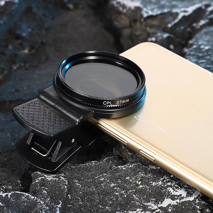 37mm CPL Filter Circular Polarizing Lens for Phone Polarizing Filter, Enhance Color Saturation, Reduce Glare, Includes CPL Lens and LensClip