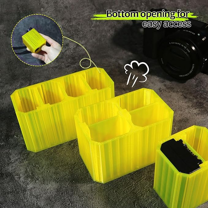LingoFoto 2PCS Camera Battery Storage Soft Case with 4 Warehouses for Sony NP-FZ100 Camera Battery Protective Pack Case Holder (Yellow,Four Warehouses)