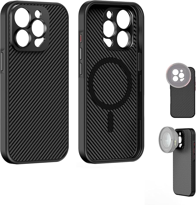 FREEWELL Pro Filmmaker Case for iPhone 15 Pro - 17mm Lens Slot & Magnetic Filter Support Black