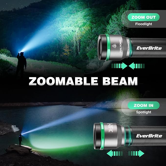 EverBrite 1000LM Small Flashlight, 5 Modes Zoomable Dual Power Flashlight, Mini Flashlights High Lumens, Rechargeable or AA Battery, Pocket Flashlight for Home, Emergency, Hiking, Camping