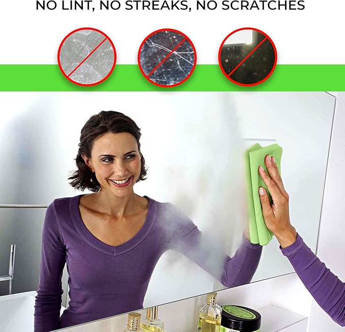 TILO Microfiber Cleaning Cloth – 19x13 Inch Ultra-Absorbent, Reusable Soft Polishing Cloth for Dust, Grease, Dirt – Non-Abrasive – Green