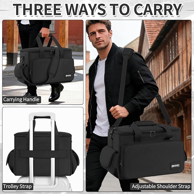 DJ Cable File Bag with 6 Detachable Dividers High Capacity Gig Cable Bag for Cords, DJ Gear, Sound Instrument and Accessories, Grey