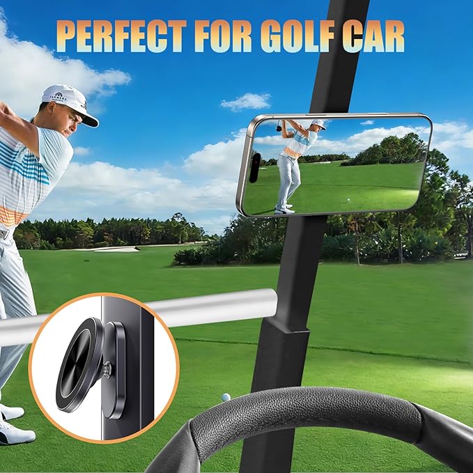 Magnetic Phone Holder for Gym & Golf, 360° Adjustable Ball Joint Strong Magnet Base Mount, Dual Magnetic Phone Mount for MagSafe iPhone 12-17 Series