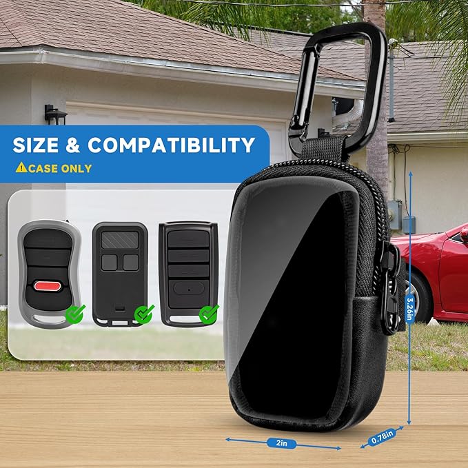 Carrying Case Compatible with Genie G3T-R G3T-BX G3T-A 3-Button Garage Door Opener Remote, Anti-Lost Microfiber PU Leather Bag Gate Clicker Holder with Carabiner and Neck Strap (Case Only)