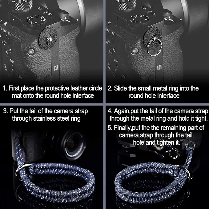 Qiang Ni Camera Wrist Strap - Paracord Quick Release Camera Hand Strap Wrist Lanyard for DSLR or Mirrorless Camera - Blue