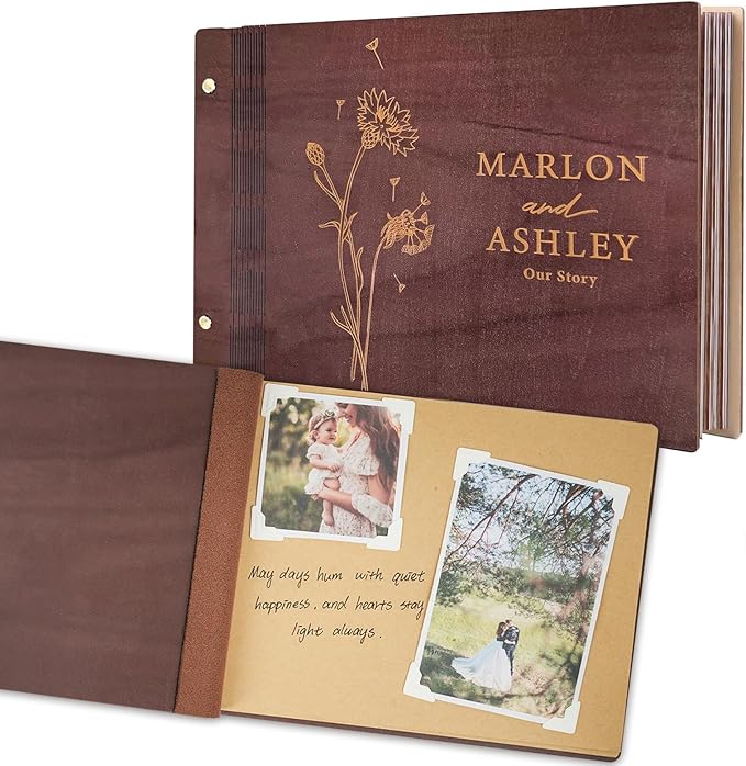 Personalized Wedding Scrapbook Album, Custom Wedding Photo Abum with Name and Date, Retro Style Diy Guest Book, Anniversary Birthday Engagement Memorial Gift