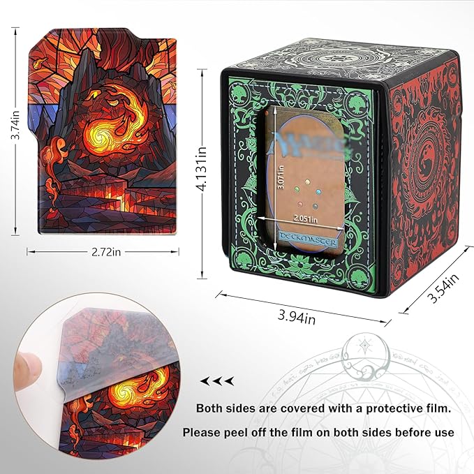Card Deck Box for YGO MTG Deck Box 110+ Double Sleeved Cards Storage Trading Card Games Leather Storage with divider,Holder (MTG)