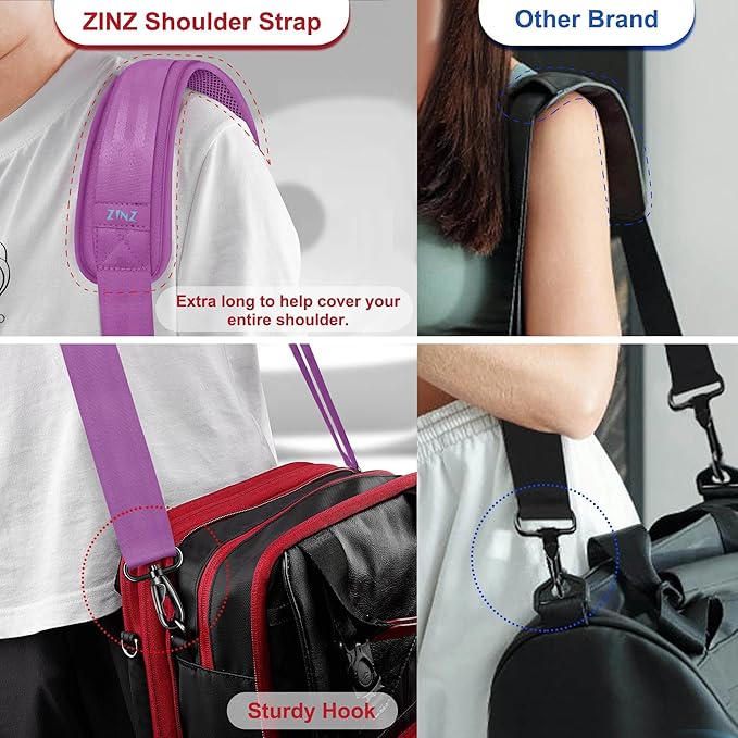 ZINZ 75" Shoulder Strap with Fixed Pad and Dual Balanced Buckles，Purple
