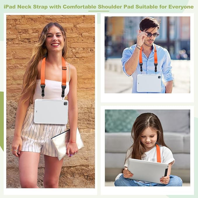 Universal Shoulder Strap, Removable Neoprene Padded Camera Strap, Adjustable Neck Lanyard for iPad, Binocular, Tablet Case, Camera, Luggage Bag (Orange Universal Shoulder Strap)