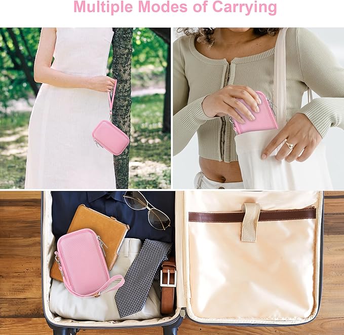 Canboc Carrying Case for KODAK EKTAR H35/ H35N/ KODAK Snapic A1 Film Camera, H35/ Snapic A1 Film Camera Bag, Zipper Mesh Pocket fits Film, Batteries, USB Cable, Pink (Case Only)