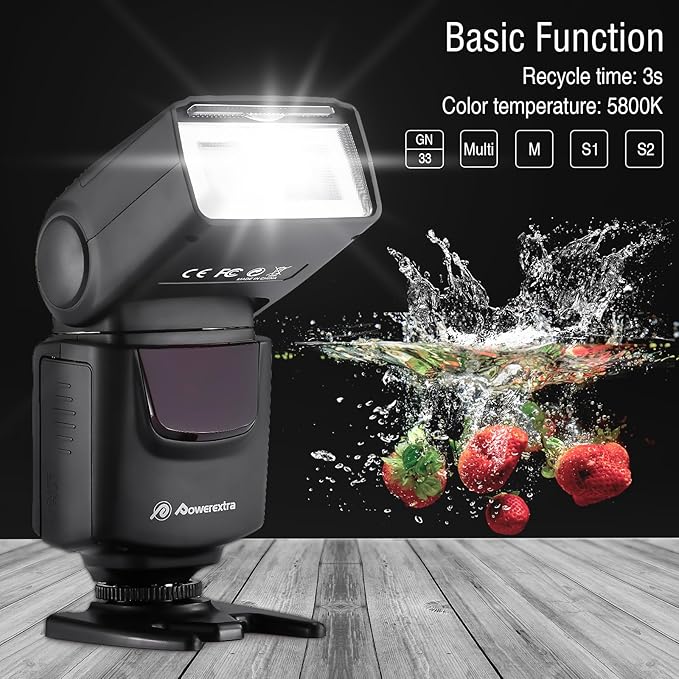 Powerextra Professional DF-400 Speedlite Camera Flash for Canon Nikon Pentax Samsung Fujifilm Olympus Panasonic Sigma Minolta Leica Ricoh DSLR Cameras and Digital Cameras with Single-Contact Hotshoe