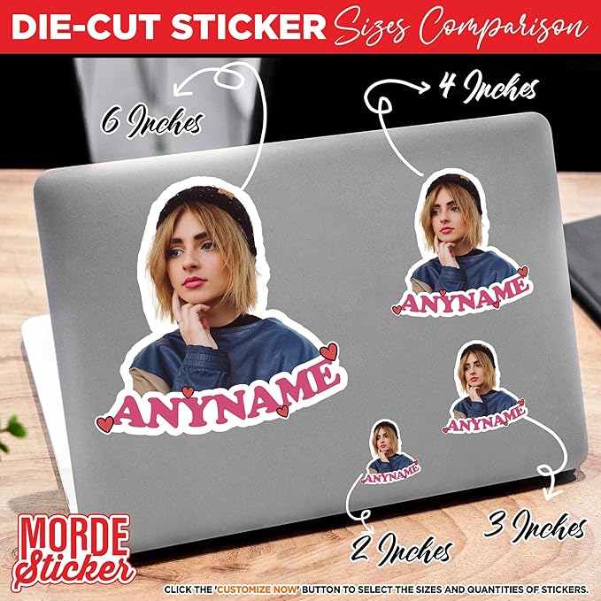 Custom Sticker Personalized Stickers with Image Picture Customized Your Own Photo Die Cut Waterproof Vinyl Sticker for Laptop Water Bottle Phone Case Merchandise Decor Decal Gift (Color Name Photo)