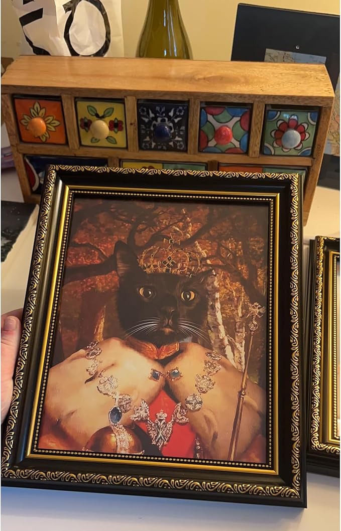 upsimples 8x10 Picture Frame with Real Glass, Ornate Vintage 8 x 10 Photo Frames for Wall Decor or Tabletop Display, Black and Gold, 2 Pack