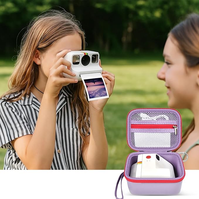 ANKHOH Digital Camera Case for Polaroid Go Generation 2 Gen 2/9035/9071/9070 Instant Mini Camera, Instax Film Cameras Storage with Mesh Pocket for Photo, Stickers (Box Only) (Purple)