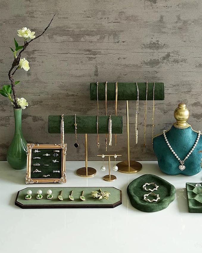 Jewelry Display Stand Vintage Ring Holder Box Earring Tray Retro Picture Frame Style Ring OrganizerJewelry Frame with Velvet