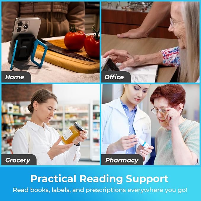 SightStand Phone Stand Magnifier with Clip-On Focus Lens – Universal Smartphone Holder for Reading Assistance – Sturdy Grip, Adjustable, Secure Hold, Durable, Works with Any Phone