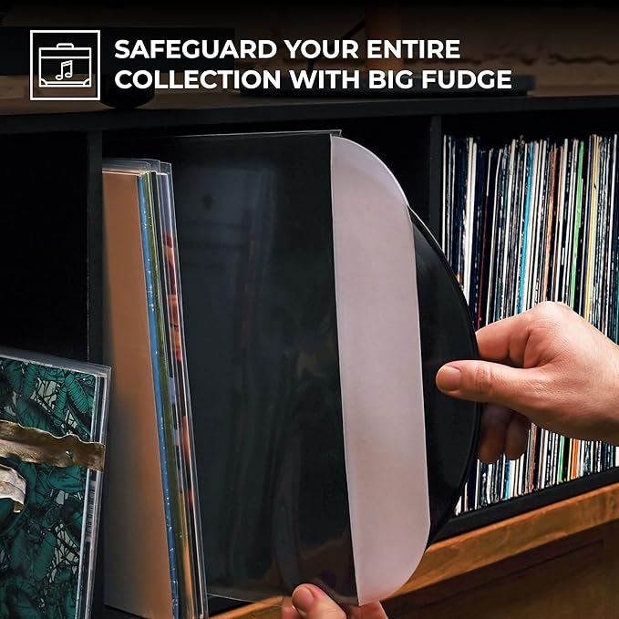 Big Fudge 12" Vinyl Record Sleeves- Inner Sleeves 100 Pack - Heavyweight Acid Free Paper Vinyl Covers - Accessories Protect LP Albums from Dust, Dirt & Scratches