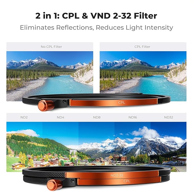 K&F CONCEPT 77mm Magnetic 1s Swap 5-Pack: CPL + VND2-32 + Black Diffusion 1/4 + Magnetic Basic Ring + Lens Cap Kit with Storage Case, 28 Multi-Layer Coating for Camera Lens (Nano-X Series)