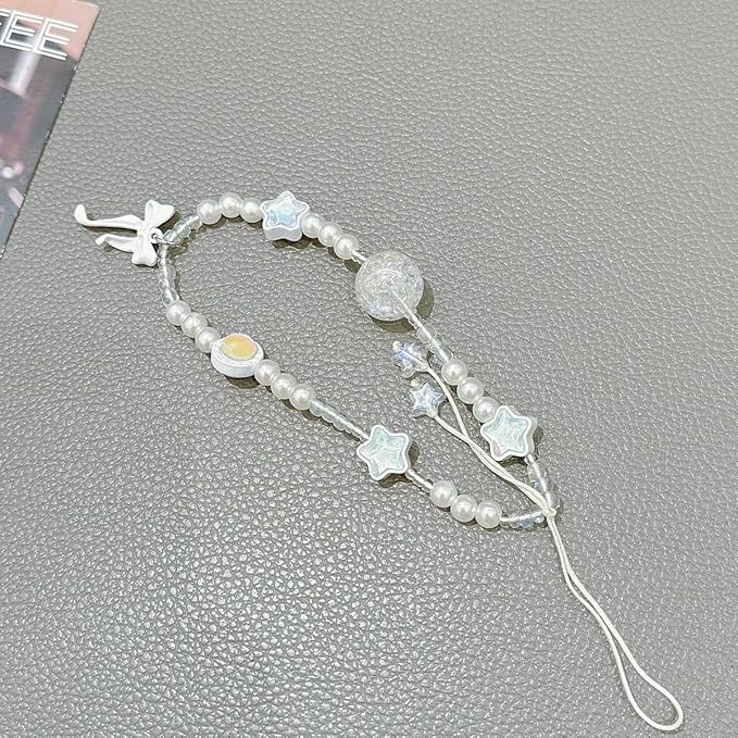 Beaded Camera Wrist Strap Cute Digital Camera Charm Lanyard Phone Charms Strap Beaded Camera Chain for Phone Bag Keychain