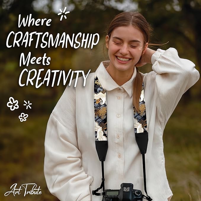 Art Tribute Camera Strap for All DSLR and Mirrorless Cameras. Add Your Name Or Initials Make It a Personalized Gift