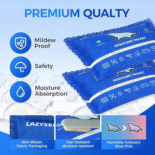 150g (6 Pack) Reusable Silica Gel Desiccant Packs for Storage Spaces Color-Changing Indicator Reusable Desiccant Packs for Storage Boxes, Wardrobes, Electronic Devices, 3D Printing Materials