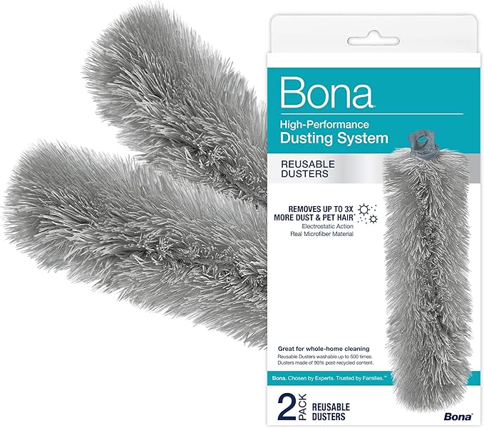 Bona Reusable Duster Refills - 2 Pack - High Performance Dusting System - Microfiber Dusters Remove Dust and Pet Hair for Whole-Home Cleaning