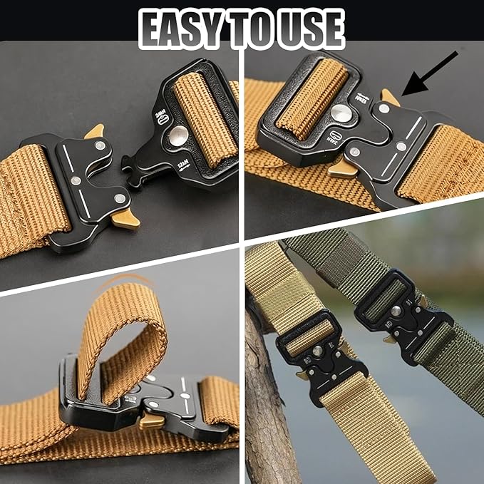 2 Pack Tactical Belt Buckles, 1.5 inch Heavy Duty Plastic Quick Release Buckles for Collar, Backpack, Luggage Strap, Adjustable No-Sew Belt Clip Replacement (Black)