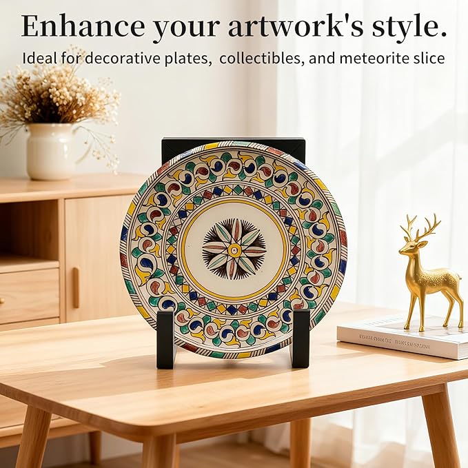 2 Pack 8 Inch Black Metal Plate Stands for Display Plate Holders for Displaying, Multi-Function Stand for Plates, Photos, Books, Artwork, Awards, Memorabilia