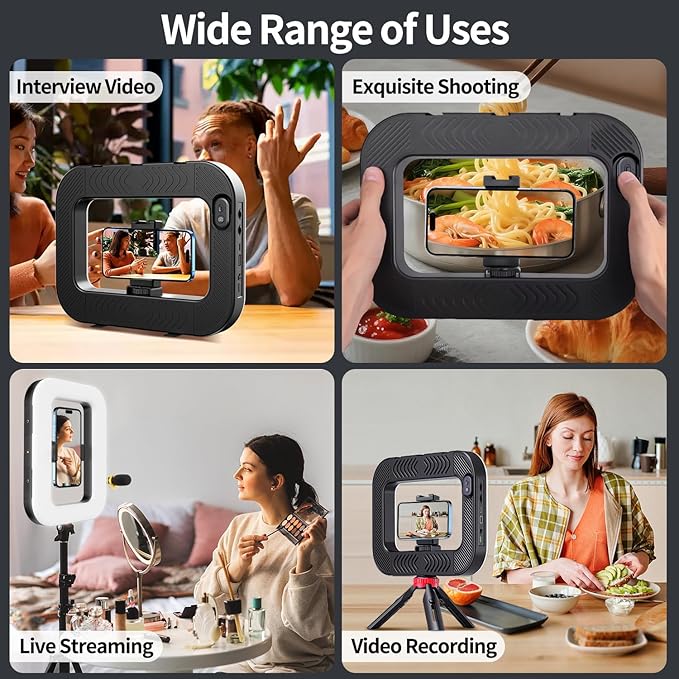 yAyusi Cell Phone Light for Video Recording, Handheld Phone Stabilizer with Light, 8000mAh LED Selfie Phones Ring Light with Phones Holder, Smartphone Video Rig for Camera, Action Camera, Vlog, TikTok