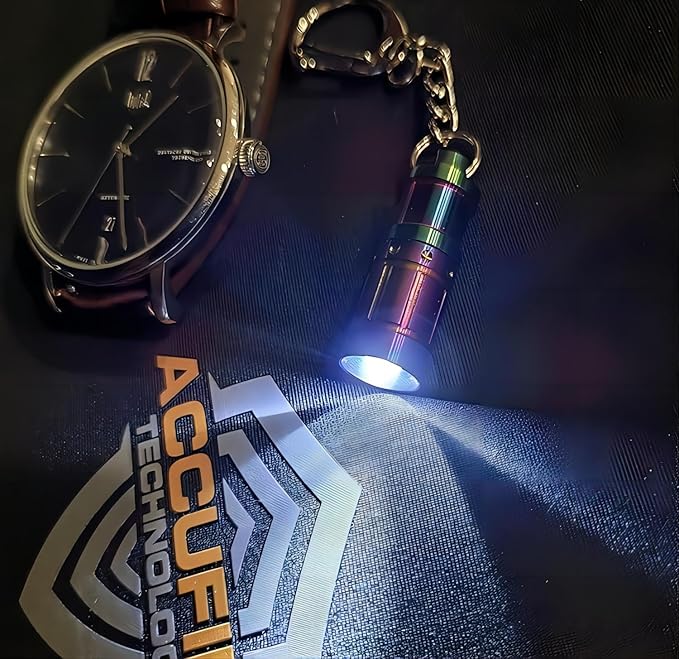 e1 Smallest Keychain Flashlight Tiny Micro Mini Key Ring Light Bright Long Lifetime Waterproof for Everyday EDC Emergency Dog Walking Sleeping Reading Nice Gift (Colorful Stainless Steel)